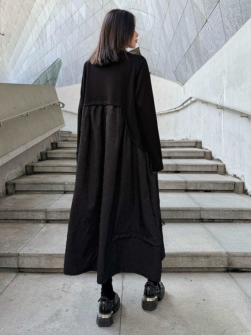 テクスチャードフロントロングドレス