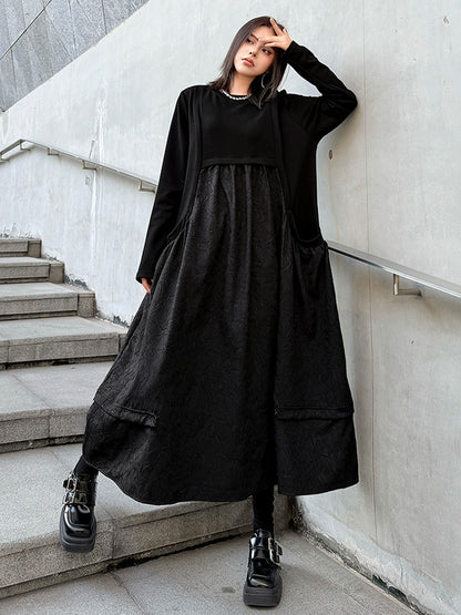 テクスチャードフロントロングドレス