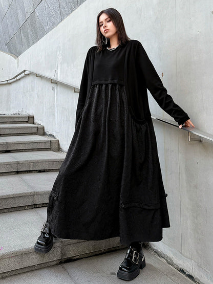 テクスチャードフロントロングドレス