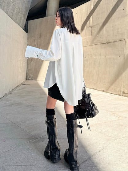 スイングボタンドレープシャツ