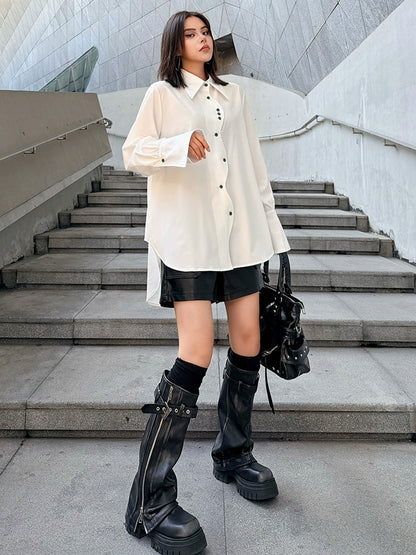 スイングボタンドレープシャツ