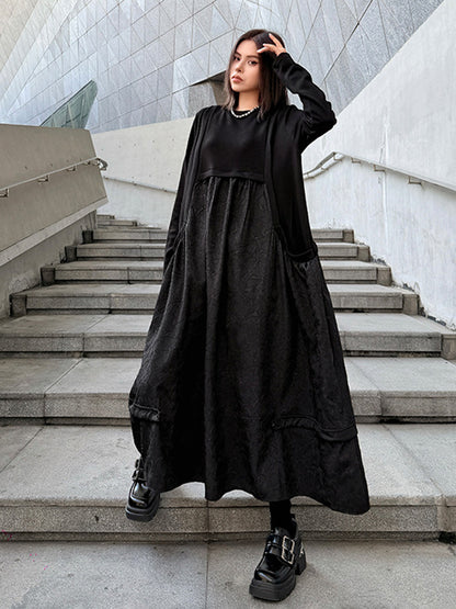 テクスチャードフロントロングドレス