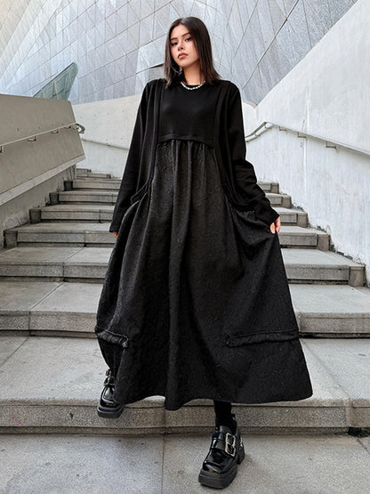 テクスチャードフロントロングドレス