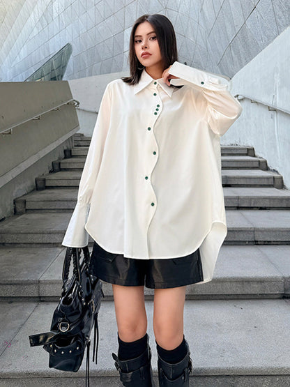 スイングボタンドレープシャツ