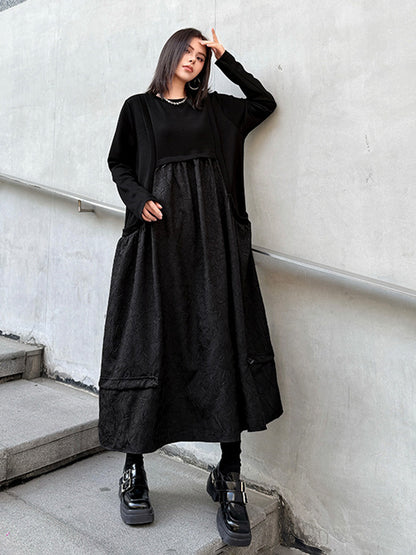 テクスチャードフロントロングドレス