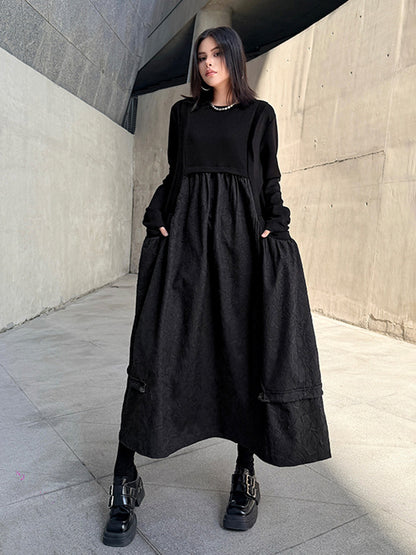 テクスチャードフロントロングドレス