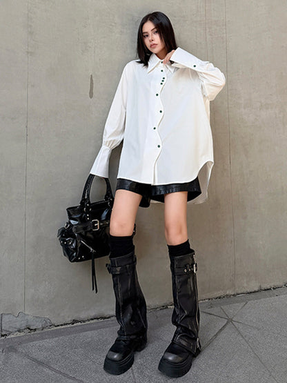 スイングボタンドレープシャツ