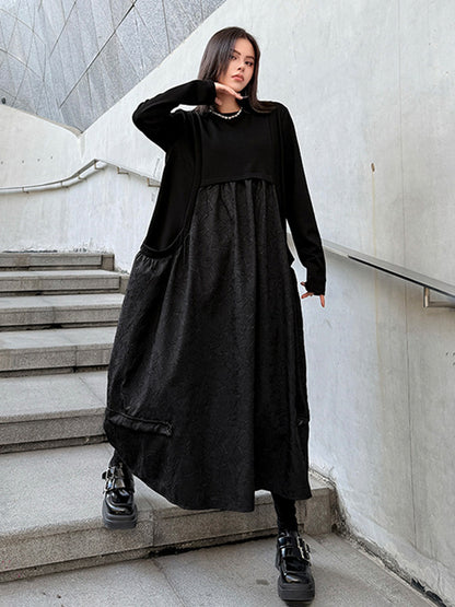 テクスチャードフロントロングドレス