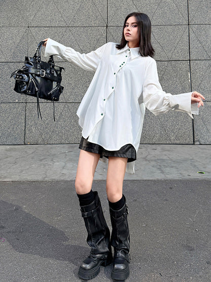 スイングボタンドレープシャツ