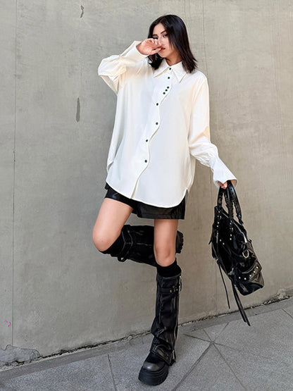 スイングボタンドレープシャツ