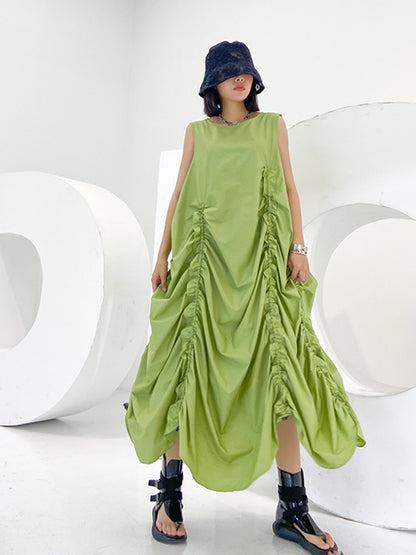 Gathered volume sleeveless dress