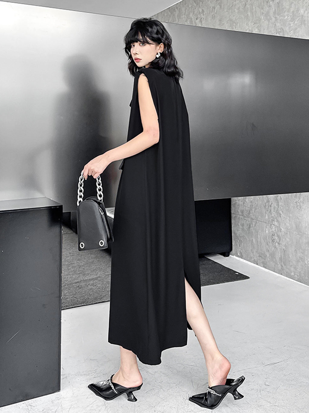 Pocket Detail Long Gilet Dress 