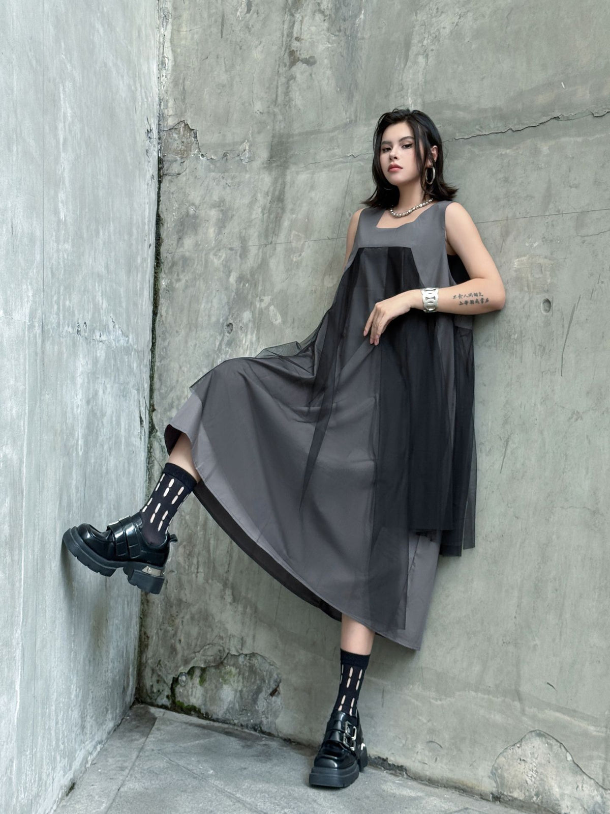 Black tulle layered dress 