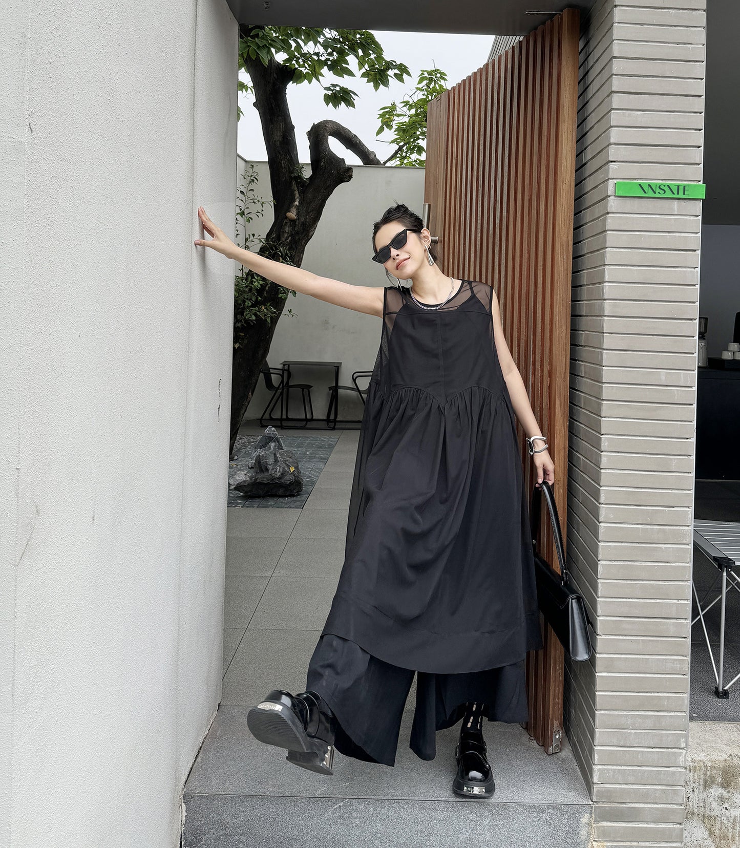 Sheer Black Layered Dress 