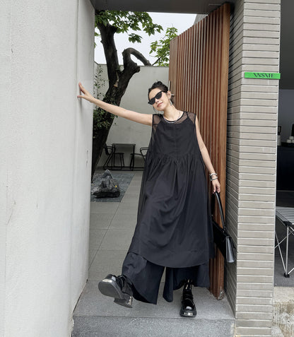 Sheer Black Layered Dress 