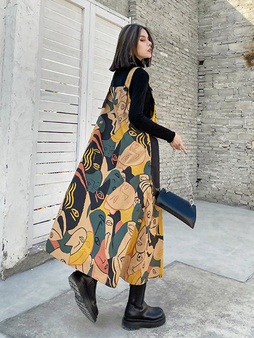 Graphic Art Suspender Dress 