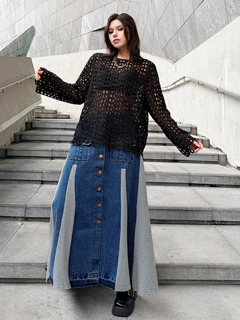 Mesh stitch top and skirt