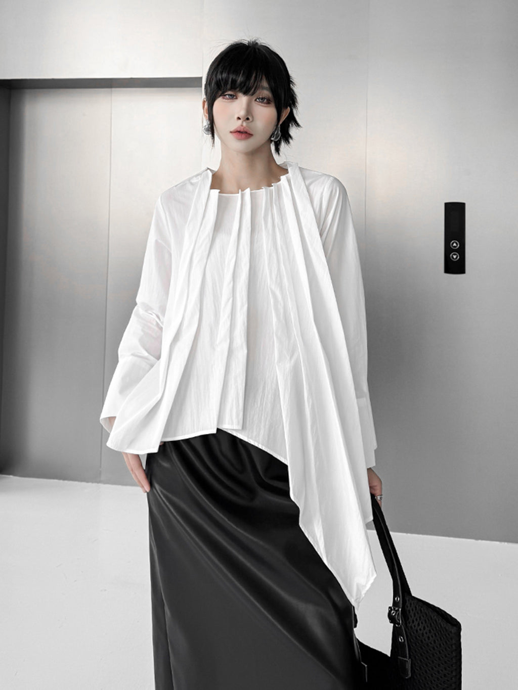 Scarf tie blouse and denim pants series 
