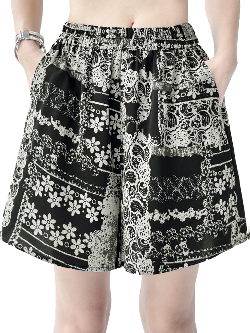 Black lace sheer top and shorts 