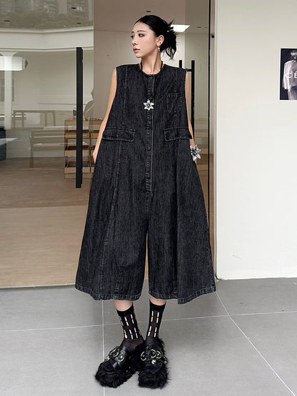 Black denim jumpsuit