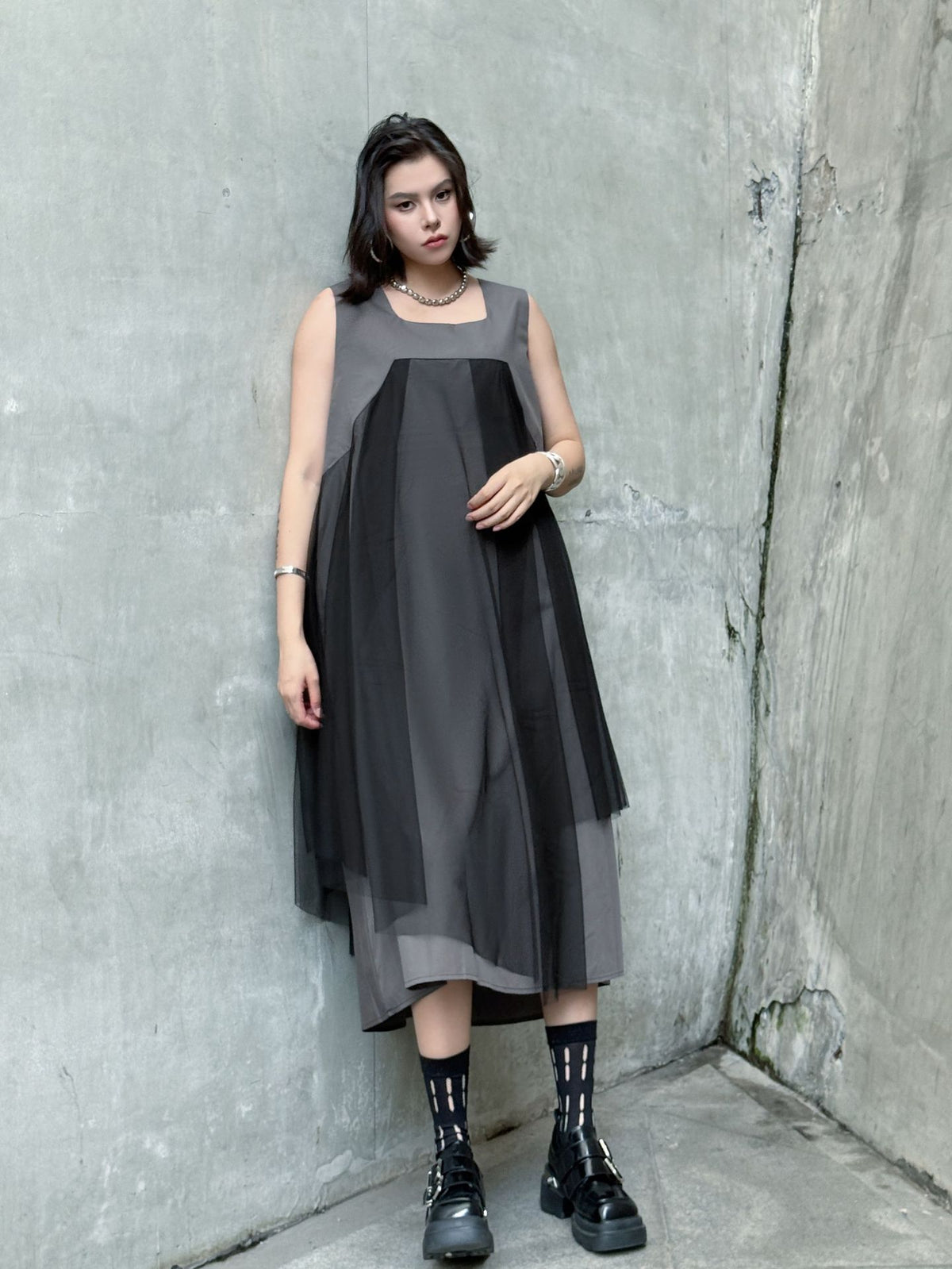 Black tulle layered dress 