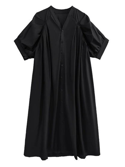 Balloon sleeve flared dress