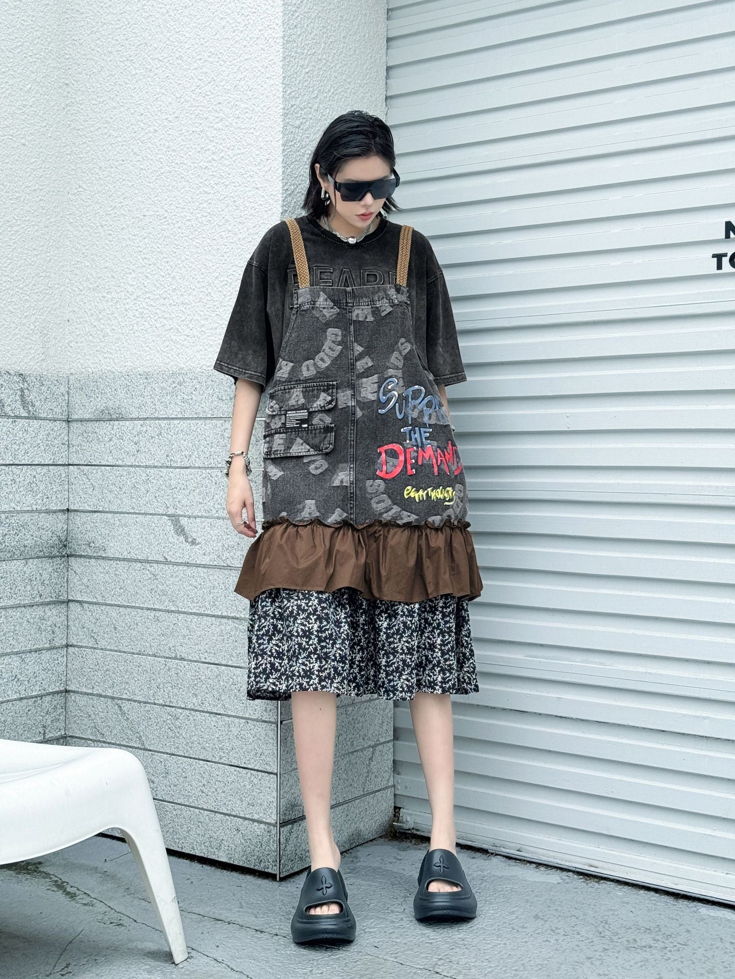 Scarf tie blouse and denim pants series 