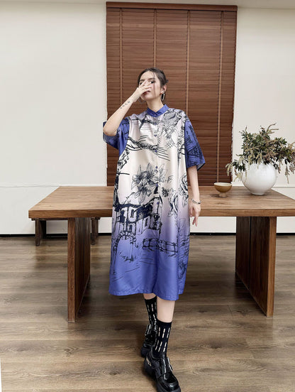 Scarf tie blouse and denim pants series 