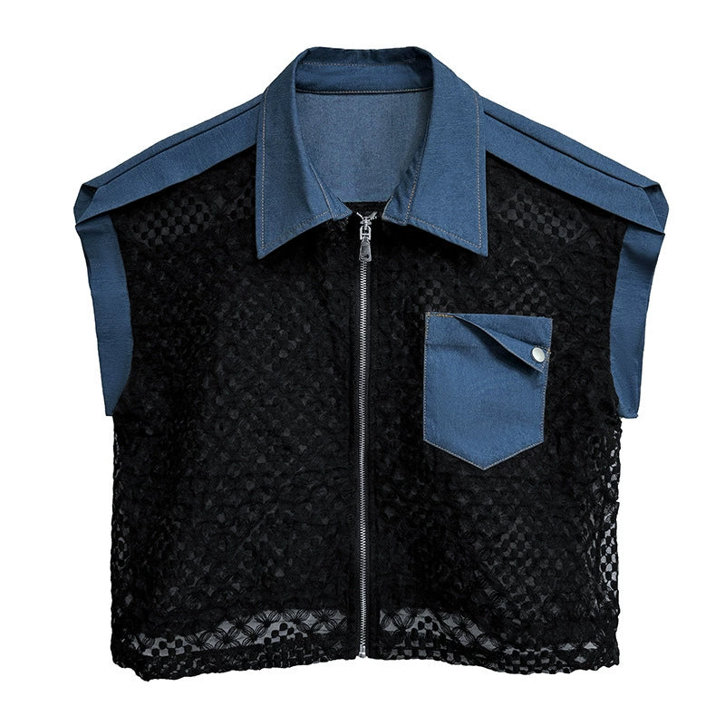 Scarf tie blouse and denim pants series 