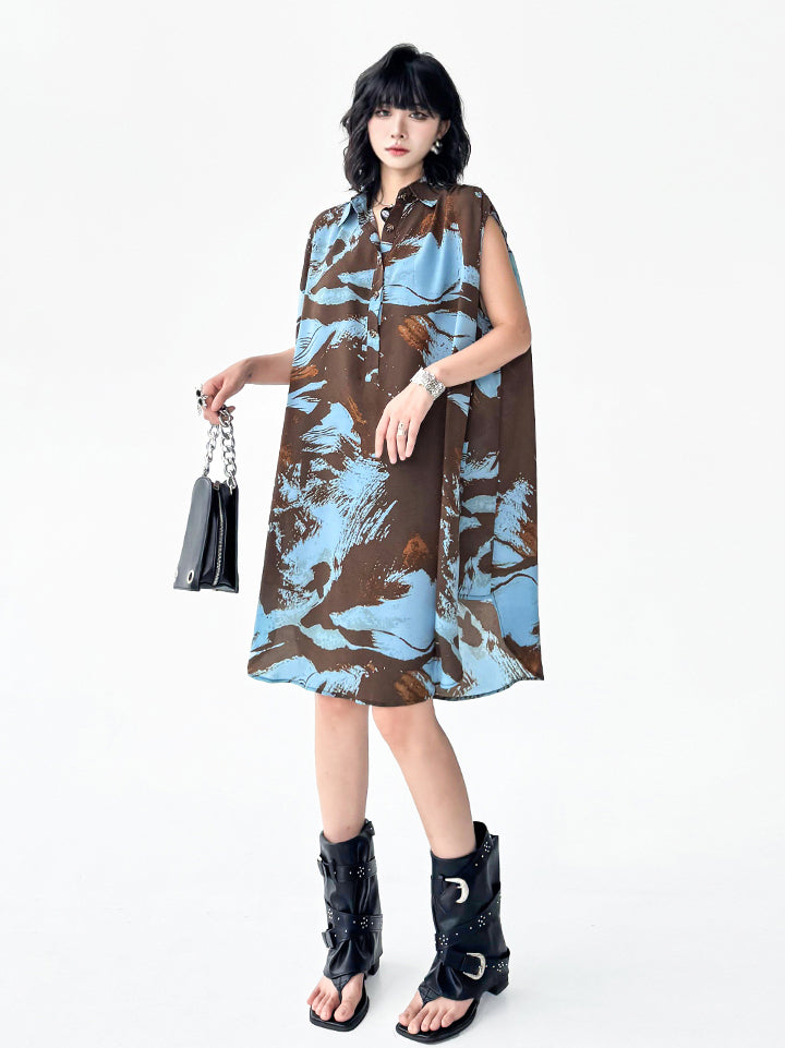 Brushed Art Color Shirt Dress 