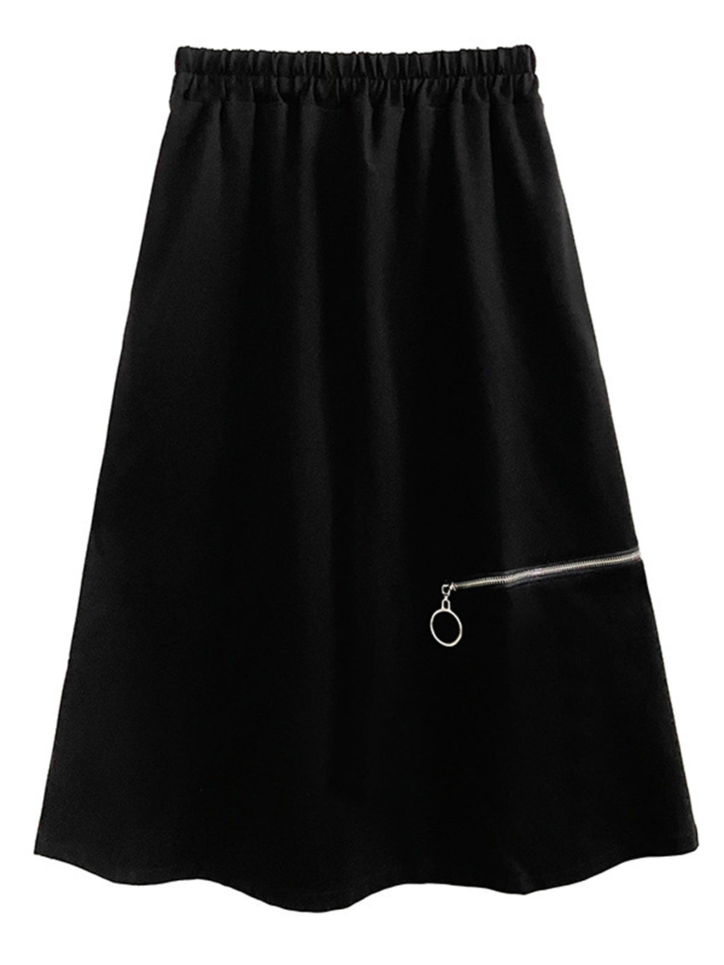 Zip accent midi skirt