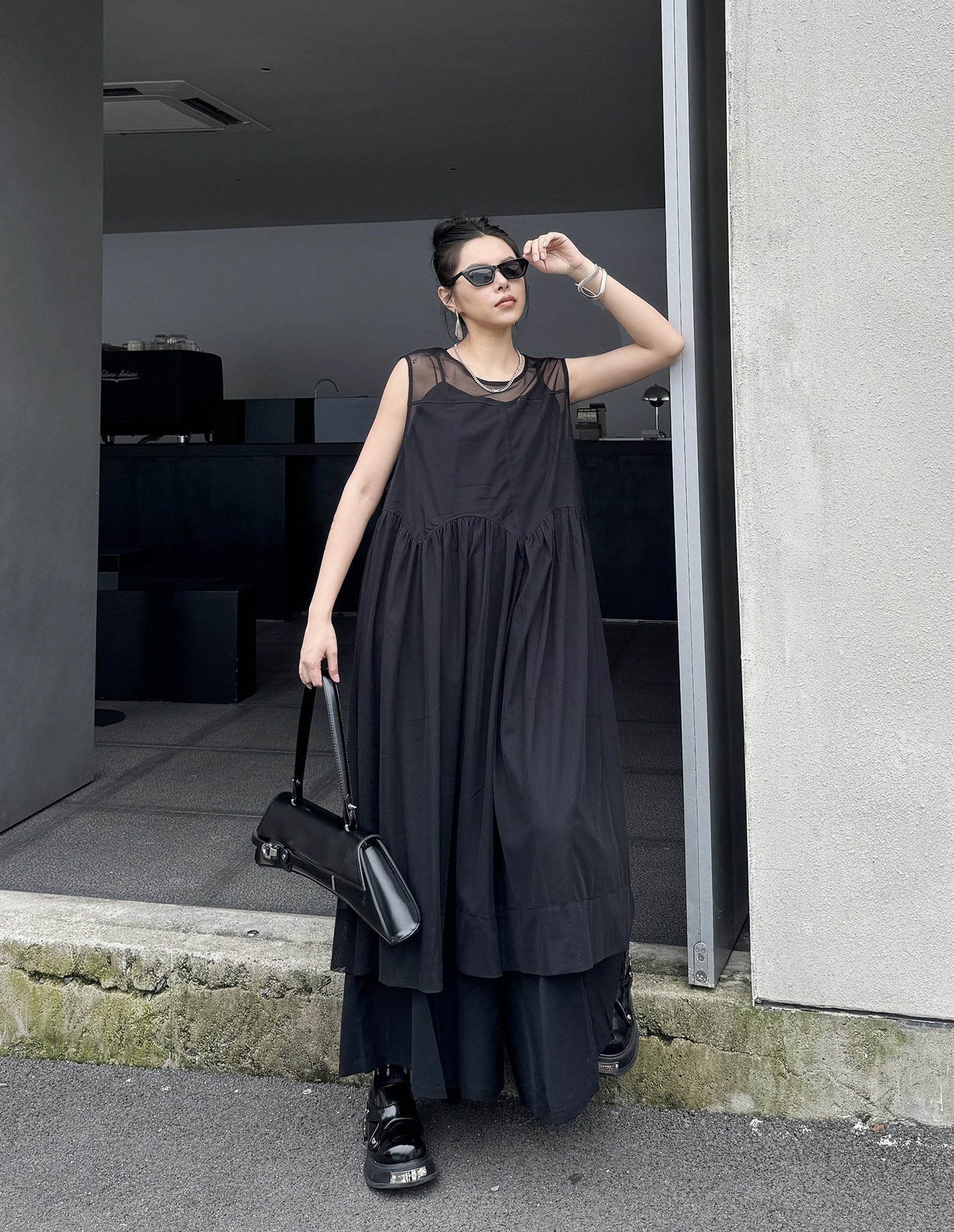 Sheer Black Layered Dress 