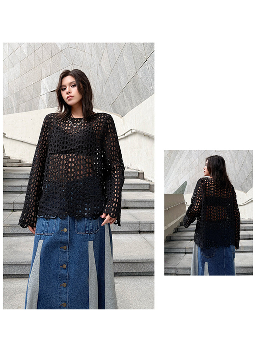 Mesh stitch top and skirt