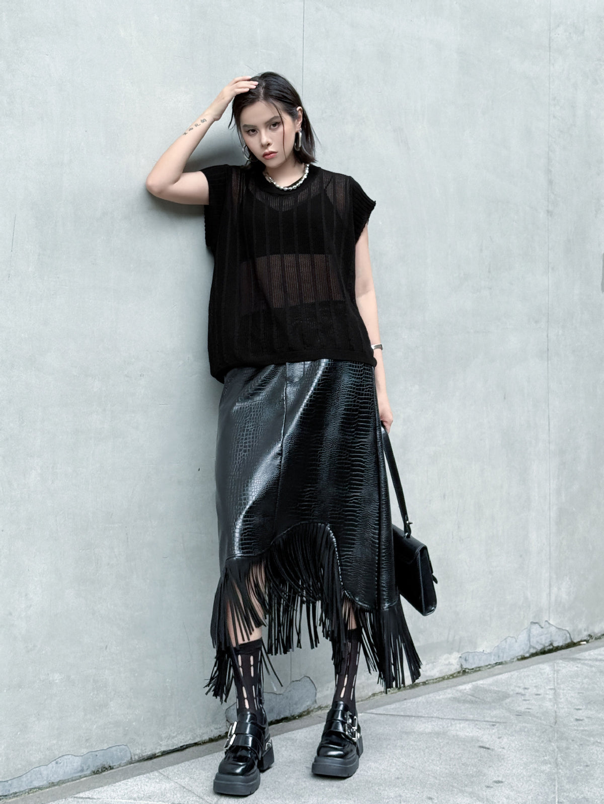 Back lace-up knit top 