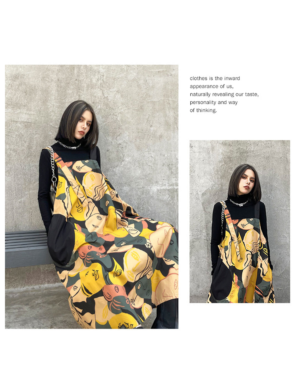 Graphic Art Suspender Dress 