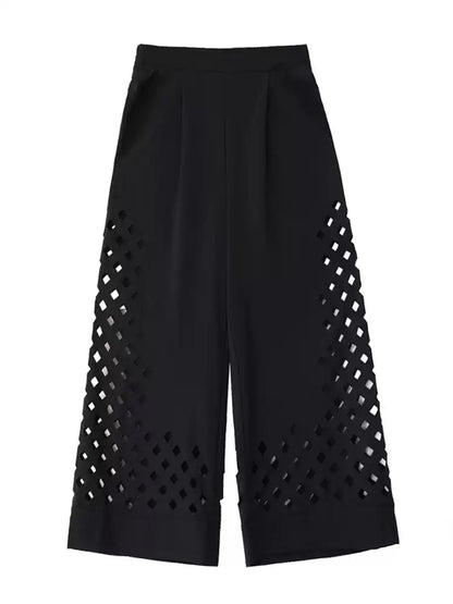Punched wide pants 