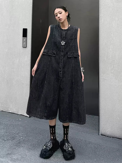 Black denim jumpsuit