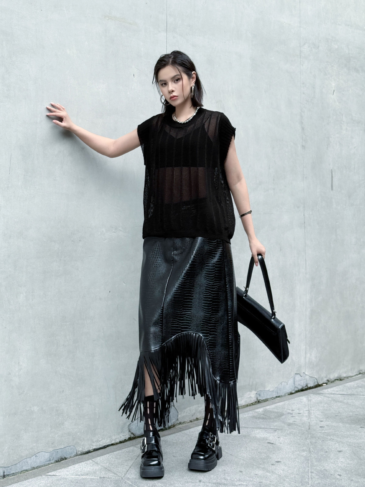 Back lace-up knit top 