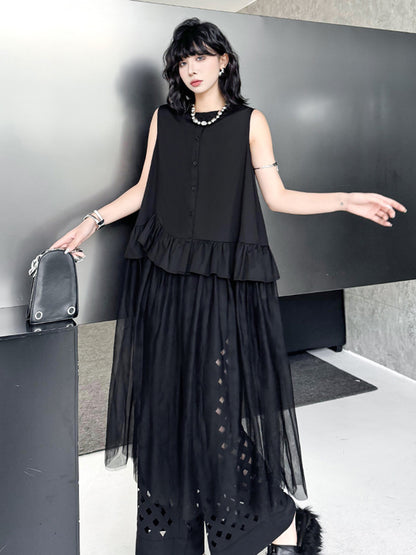 Tulle layered ruffle top 