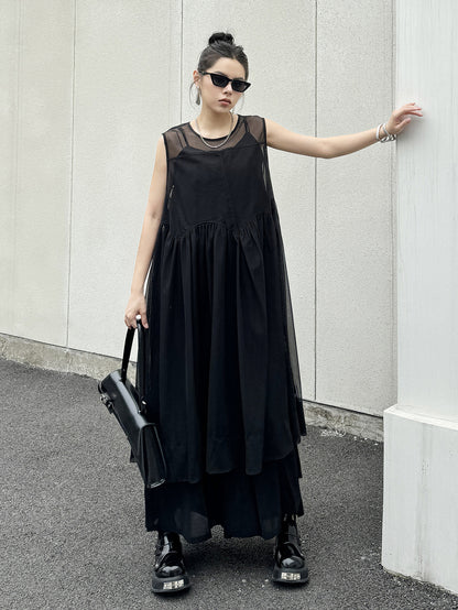 Sheer Black Layered Dress 