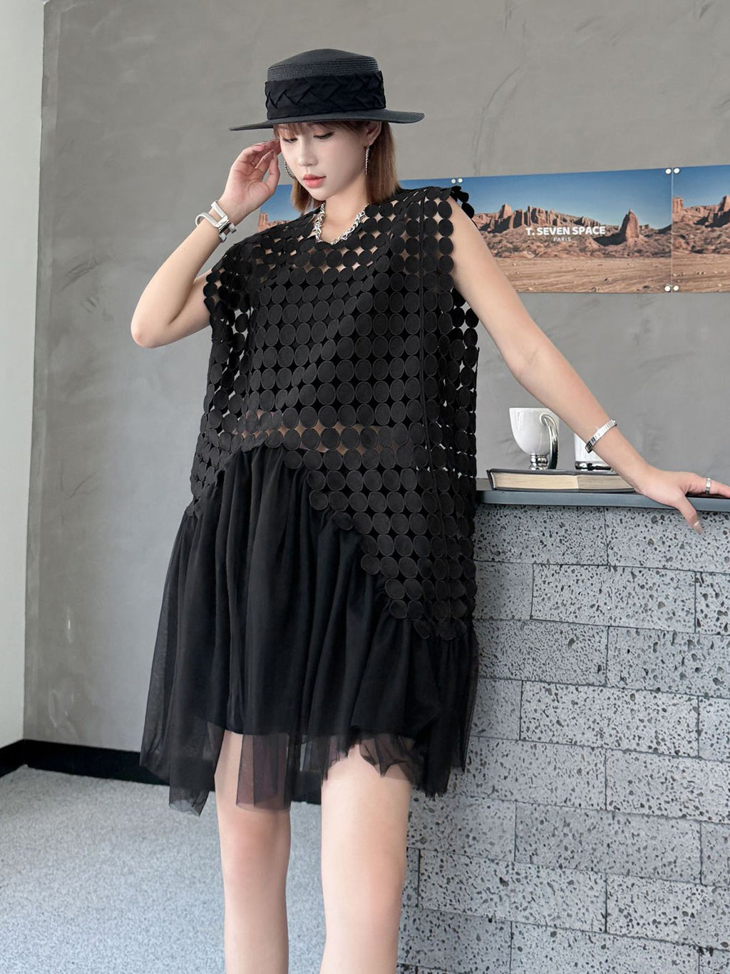 Hole Layered Tulle Dress 