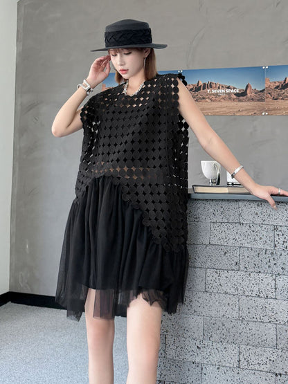Hole Layered Tulle Dress 