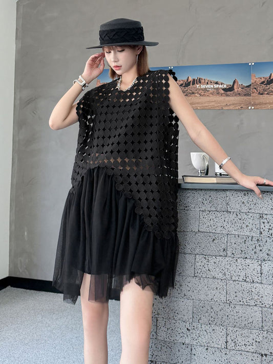 Hole Layered Tulle Dress 