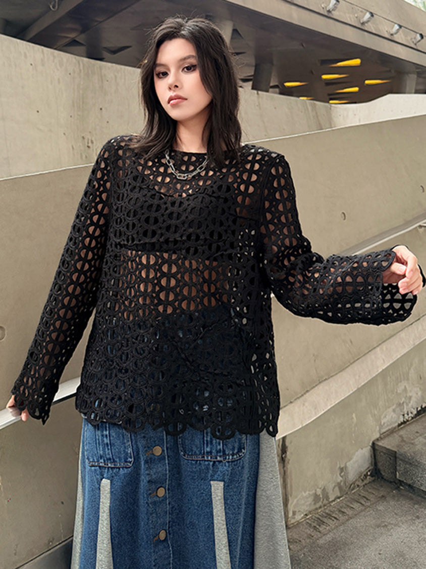Mesh stitch top and skirt