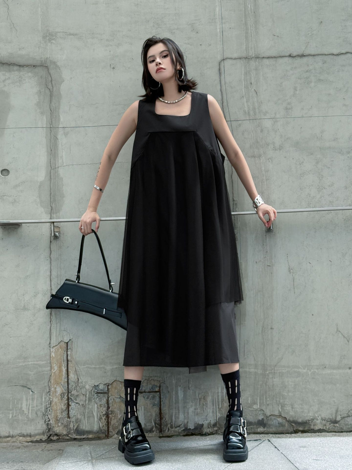 Black tulle layered dress 