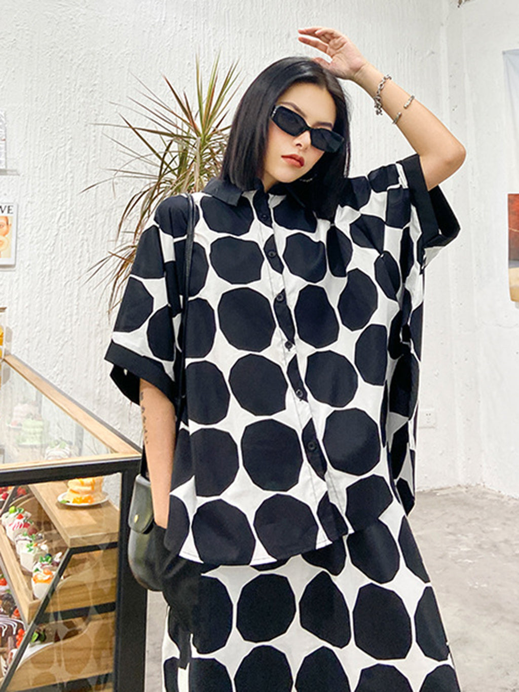Dot block shirt and pants 