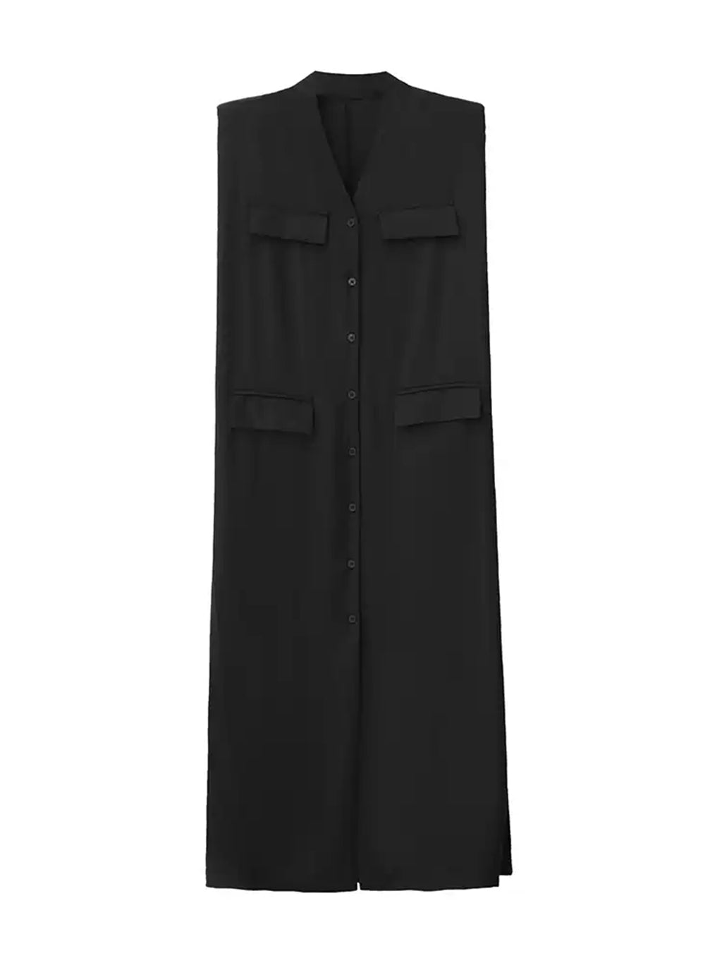 Pocket Detail Long Gilet Dress 