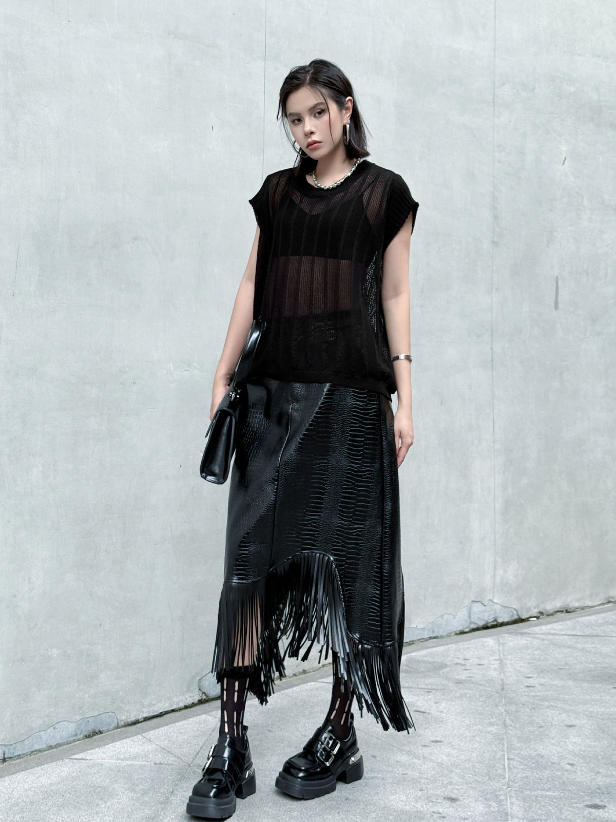 Back lace-up knit top 