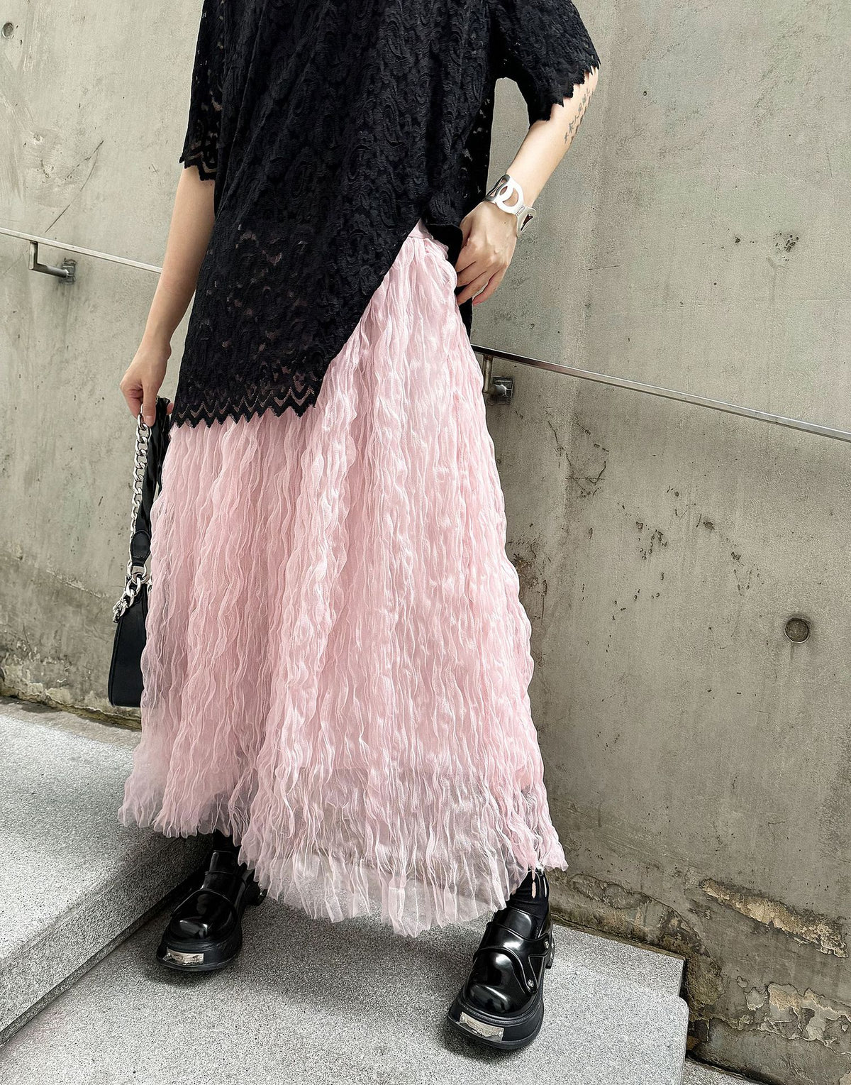 Scarf tie blouse and denim pants series 