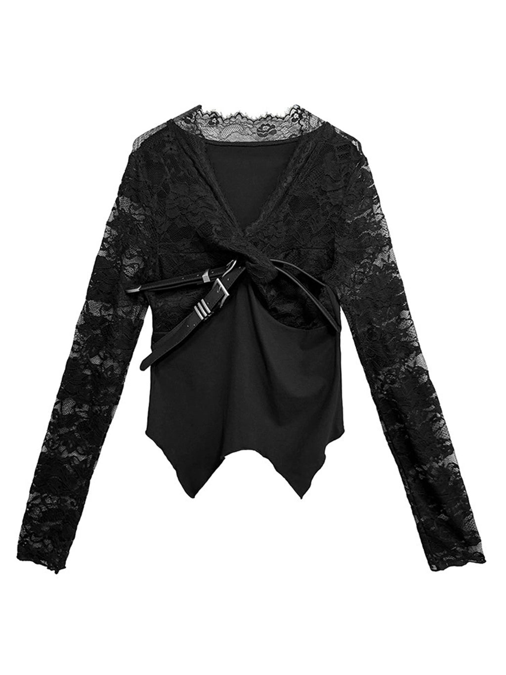 Belt Drape Lace Top 